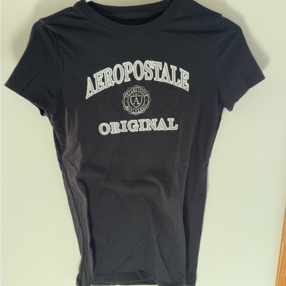 Aeropostale Black Tee with White Logo